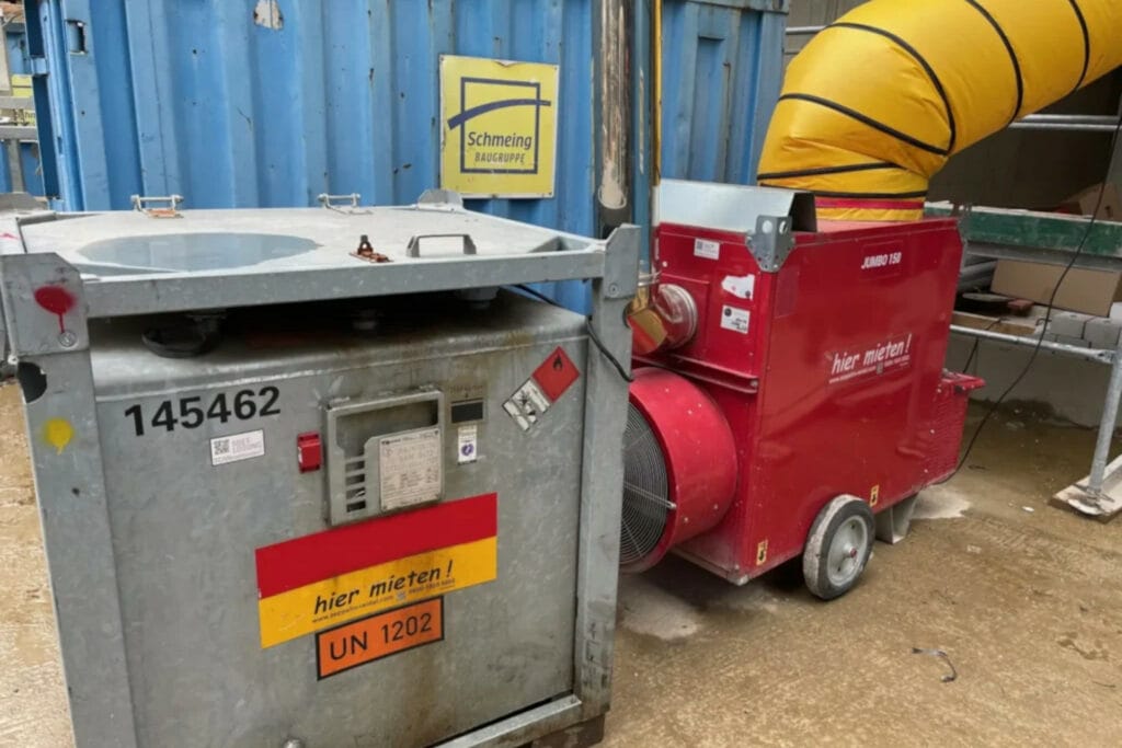 Bauheizung zum Mieten mit externem Heizöltank